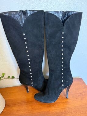 MARCHEZ VOUS XO Yardley suede BOOTS WITH CRYSTAL EMBELLISHMENT size 7